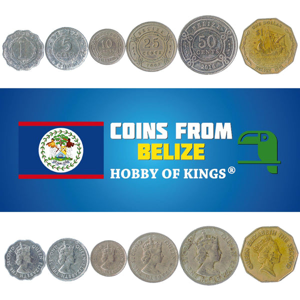 Set 6 Coins Belize 1973 - 2018 1 5 10 20 50 Cents And 1 Dollar