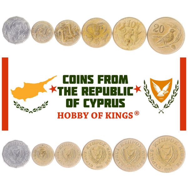 Set 6 Coins Cyprus 1/2 1 2 5 10 20 Cents 1983