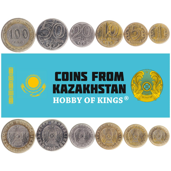 Set 6 Coins Kazakhstan 1 5 10 20 50 100 Tenge 2019 - 2021