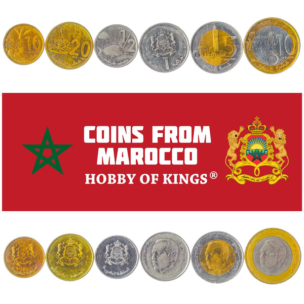 Set 6 Coins Morocco 10 20 Santimat 1/2 1 5 10 Dirham 2011 - 2019