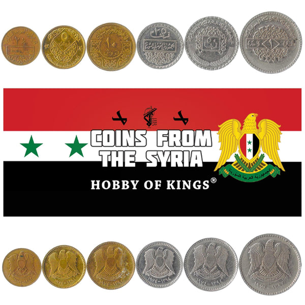 Set 6 Coins Syria 2.5 5 10 25 50 Piastres 1 Lira 1973 - 1974