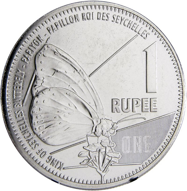 Seychelles 1 Rupee Coin | King of Seychelles | Butterfly | Flower | 2016