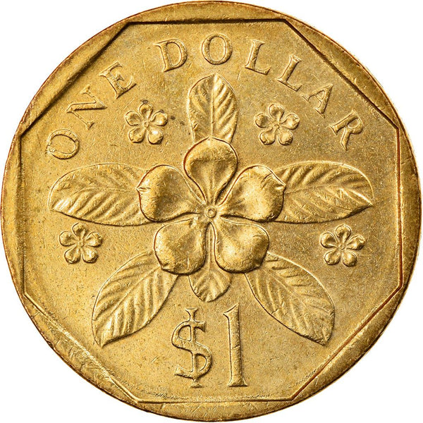 Singapore | 1 Dollar Coin | Ribbon upwards | KM54b | 1987 - 1991 | Aluminium-bronze