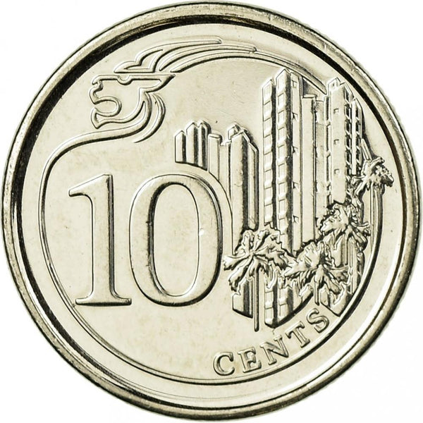 Singapore 10 Cents Coin KM346 2013 - 2019 Nickel plated steel