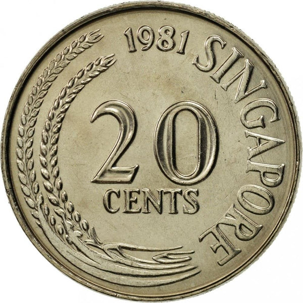 Singapore 20 Cents Coin KM4 1967 - 1985 Copper-nickel
