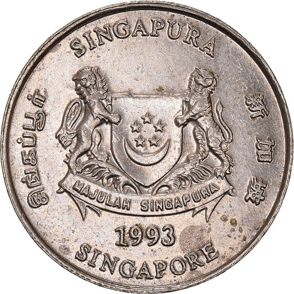 Singapore | 20 Cents Coin| Ribbon downwards | KM101 | 1992 - 2013 | Copper-nickel