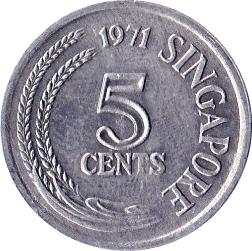 Singapore 5 Cents FAO Coin KM8 1971 Aluminium