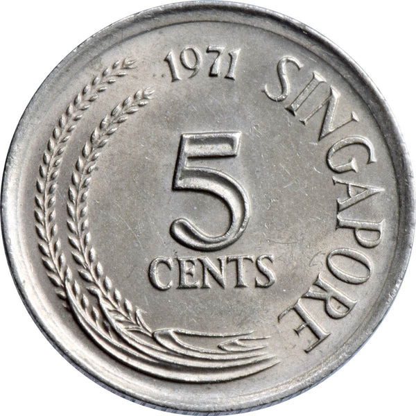 Singapore 5 Cents non-magnetic Coin KM2 1967 - 1985 Copper-nickel