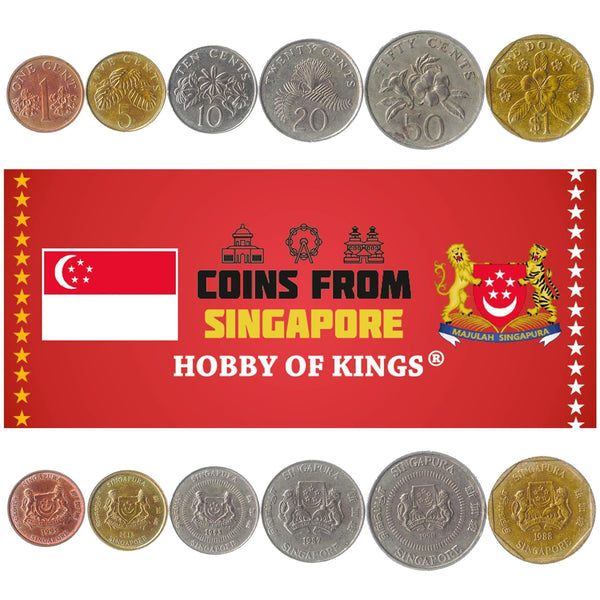 Singaporean 5 Coin Set 1 5 10 20 50 Cents 1 Dollar | Flowers and Plants | 1992 - 2013