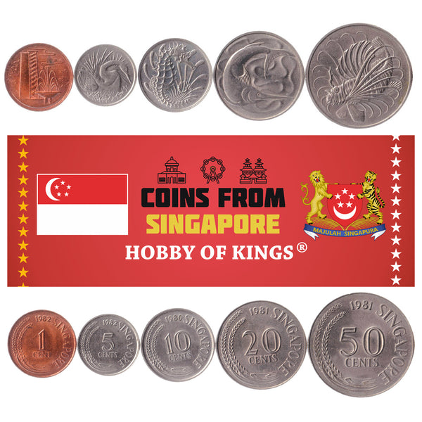Singaporean 5 Coin Set 1 5 10 20 50 Cents | KM 1a 2a 3 4 5 | 1976 - 1985