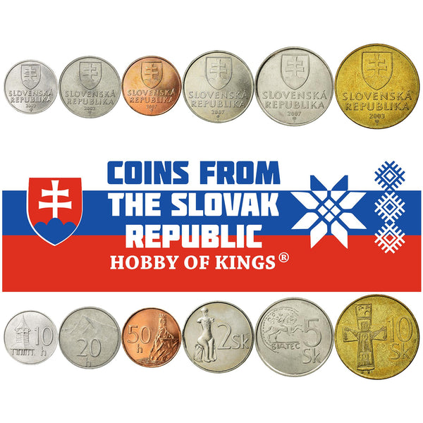 Slovak 7 Coin Set 10 20 50 Halierov 1 2 5 10 Korun | Slovakia | 1993 - 2008