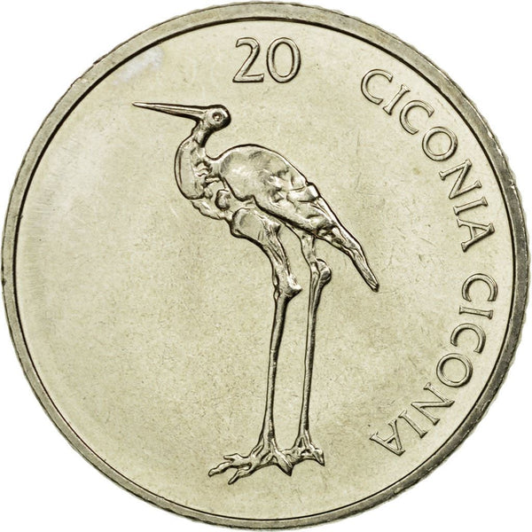 Slovenia | 20 Tolarjev Coin | Stork | KM51 | 2003 - 2006