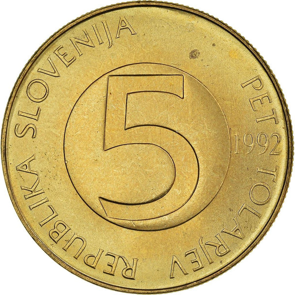 Slovenia 5 Tolarjev Coin | Alpine Ibex | KM6 | 1992 - 2006