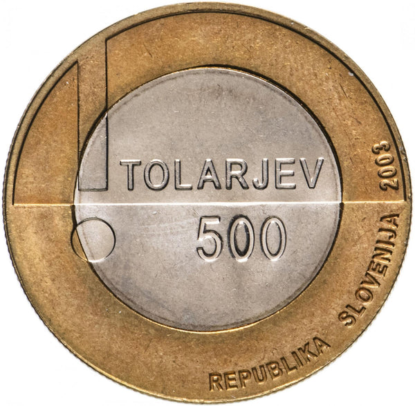 Slovenia 500 Tolarjev Coin | Year of the Disabled | Wheelchair | KM50 | 2003