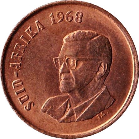 South Africa 1 Cent Coin | Charles Swart | Afrikaans Legend - SUID-AFRIKA | KM74.2 | 1968