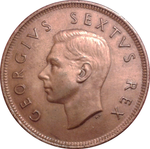 South Africa 1 Penny Coin | George VI SUID AFRIKA - SOUTH AFRICA | KM34.2 | 1951 - 1952