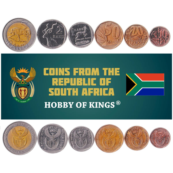 South Africa 6 Coin Set | 10 20 50 Cents 1 2 5 Rand | 2012