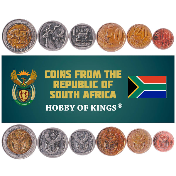 South Africa 6 Coin Set | 10 20 50 Cents 1 2 5 Rand | 2014