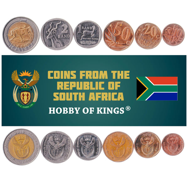 South Africa 6 Coin Set | 10 20 50 Cents 1 2 5 Rand | 2015