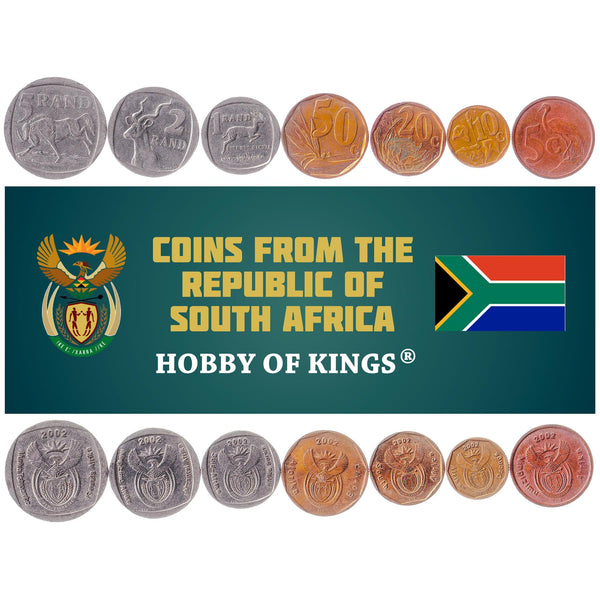 South Africa 7 Coin Set | 5 10 20 50 Cents 1 2 5 Rand | 2002