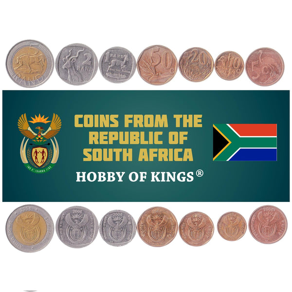 South Africa 7 Coin Set | 5 10 20 50 Cents 1 2 5 Rand | 2008