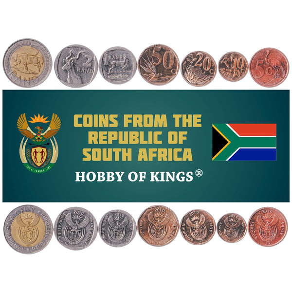 South Africa 7 Coin Set | 5 10 20 50 Cents 1 2 5 Rands | 2010