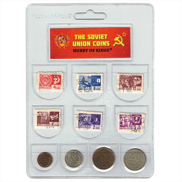 Soviet Union | 4 Coin Set 1 3 10 20 Kopeks | 6 Postage Stamps | USSR Symbols | 1961 - 1991