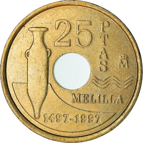 Spain 25 Pesetas Melilla Coin 1997 KM 983