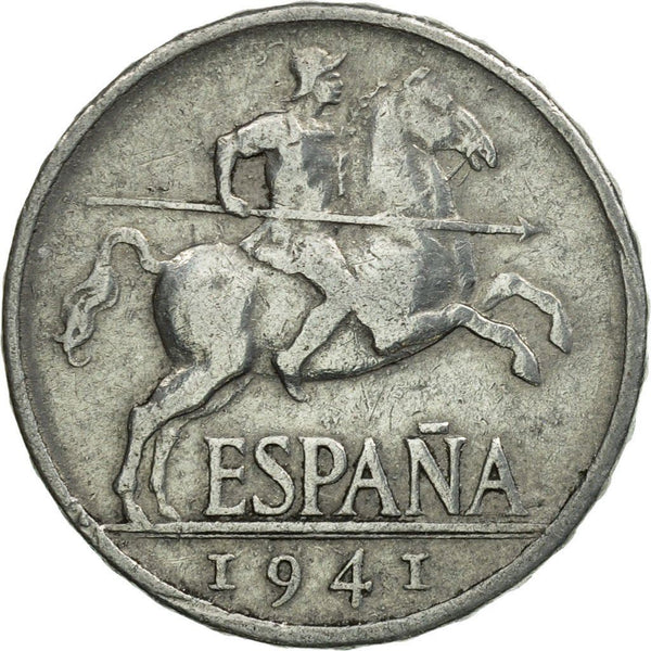 Spain 5 Centimos - Iberian Rider Coin 1940 - 1953 KM 765