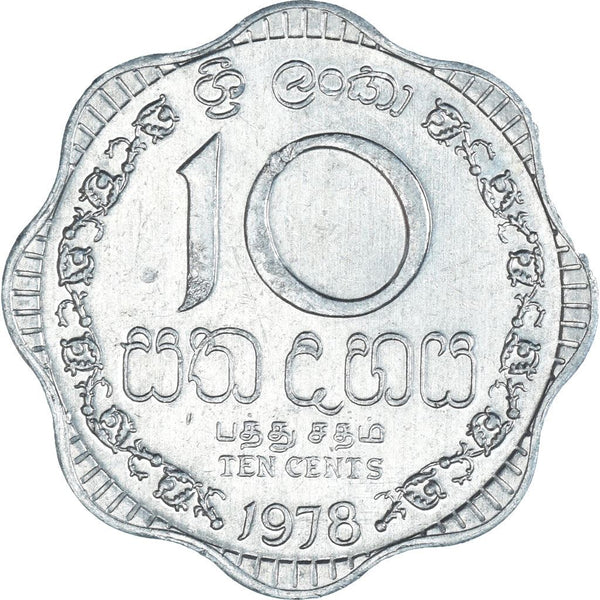 Sri Lanka | 10 Cents Coin | National Arms | KM140a | 1978 - 1991