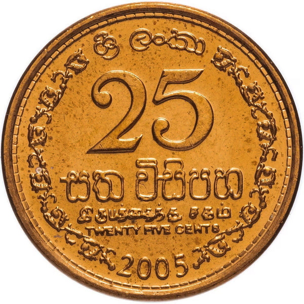Sri Lanka | 25 Cents Coin | Armorial Ensign | KM141.2b | 2005 - 2009