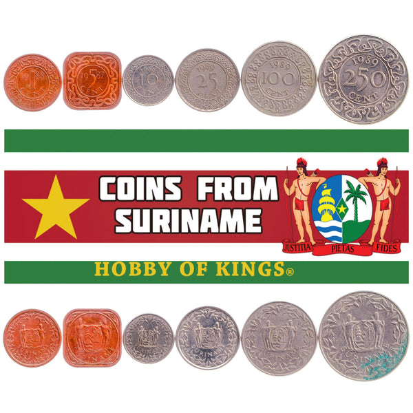Suriname | 6 Coin Set | 1 5 10 25 100 250 Cents | 1987 - 2021