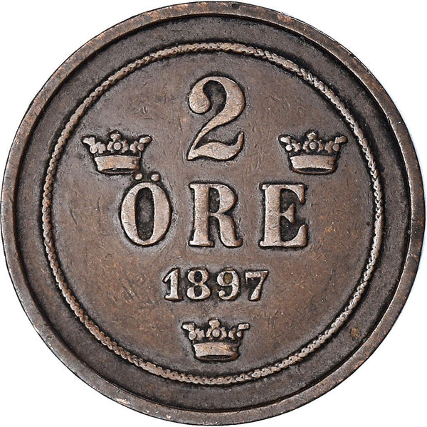 Sweden | Swedish 2 Ore Coin | Oscar II large letters | KM746 | 1877 - 1905