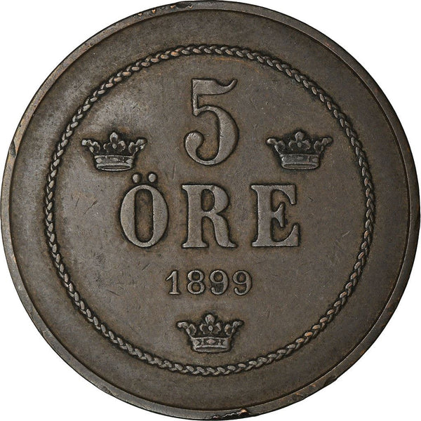 Sweden | Swedish 5 Ore Coin | Oscar II large letters | KM757 | 1888 - 1905