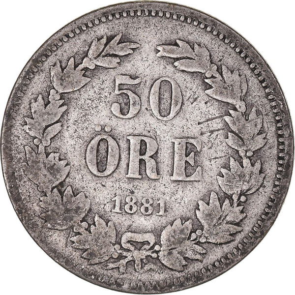 Sweden | Swedish 50 Ore Coin | Oscar II | KM740 | 1875 - 1899