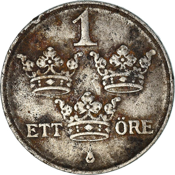 Swedish 1 Ore Coin | King Gustaf V | Sweden | Iron | 1942 - 1950