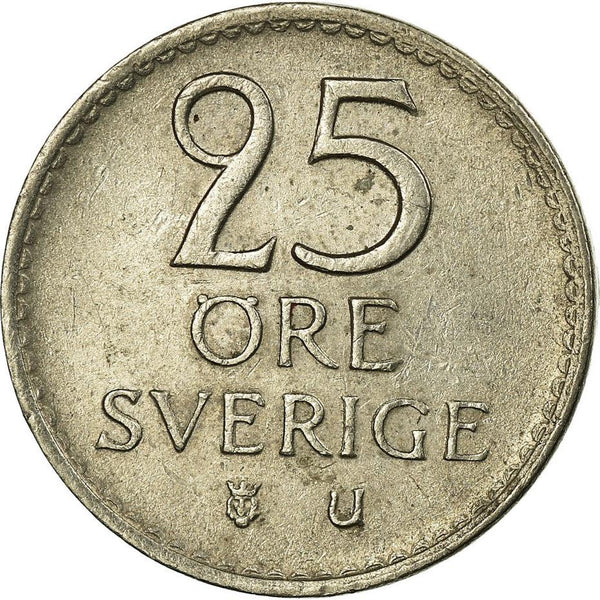 Swedish 25 Ore Coin | King Gustaf VI Adolf | Sweden | 1962 - 1973