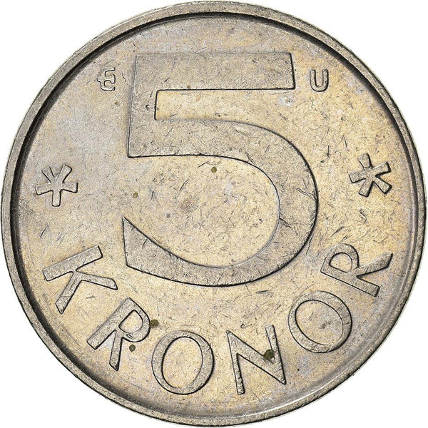 Swedish 5 Kronor Coin | King Carl XVI Gustaf | Sweden | 1976 - 1992