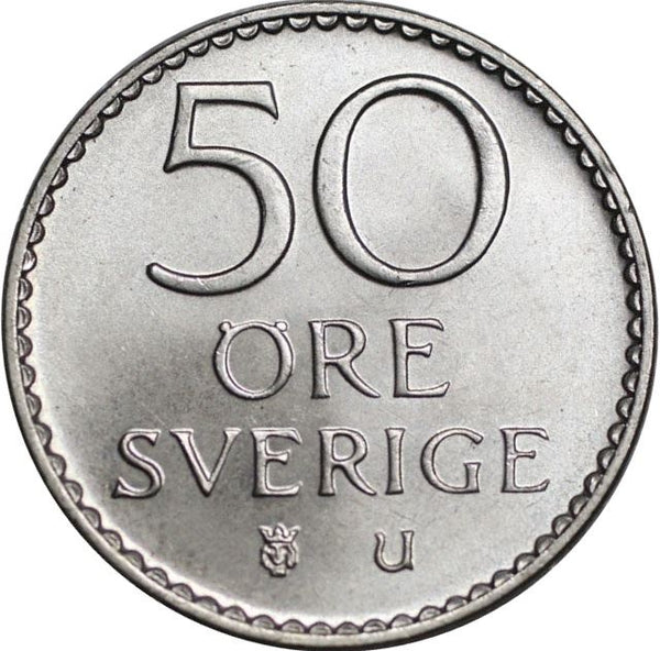 Swedish Coin 50 Öre | King Gustaf VI Adolf | Sweden | 1962 - 1973