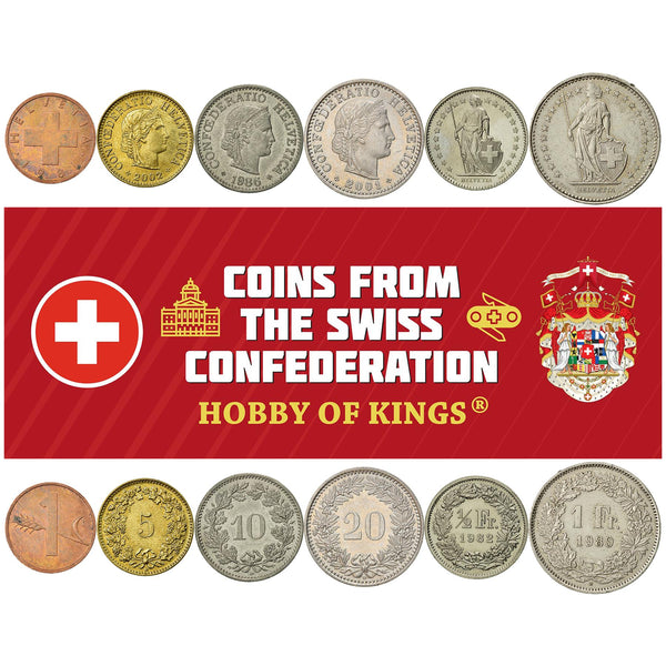 Swiss 6 Coin Set 1 5 10 20 Rappen 1/2 1 Franc | Wheat | Libertas | Helvetia | Switzerland | 1981 - 2023