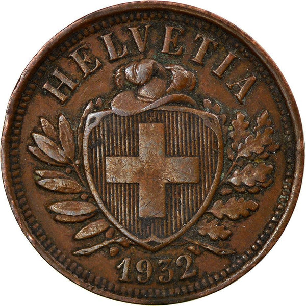 Switzerland Coin Swiss 2 Rappen | Hat | Feather | KM4.2a | 1932 - 1941