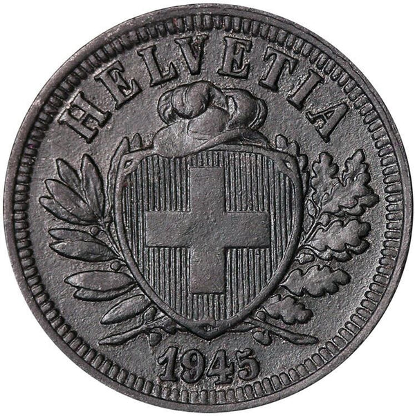 Switzerland Coin Swiss 2 Rappen | Hat | Feather | KM4.2b | 1942 - 1946