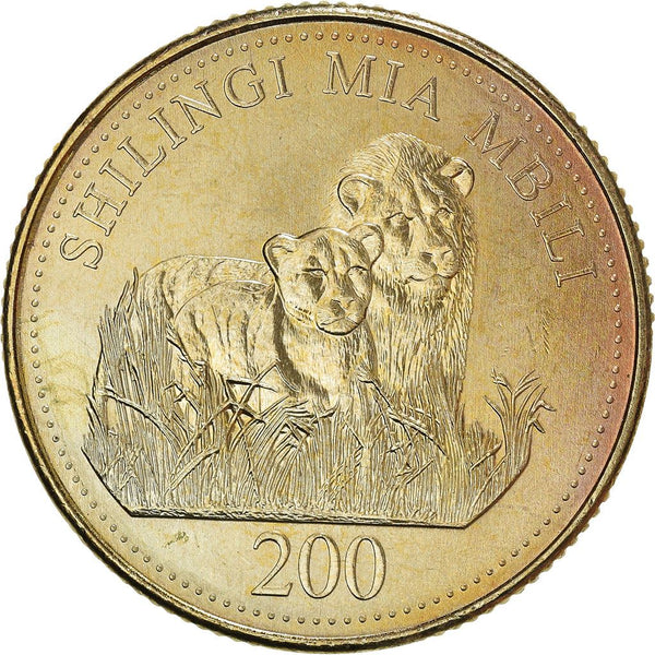 Tanzania | 200 Shilingi Coin | President Abeid Karume | Lion | KM34 | 1998 - 2014