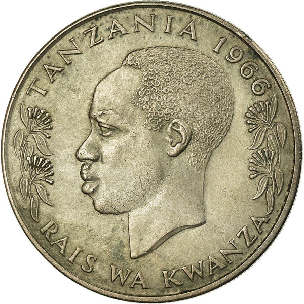 Tanzania Coin Tanzanian 1 Shilingi | President J.K. Nyerere | Torch | Flower | KM4 | 1966 - 1984