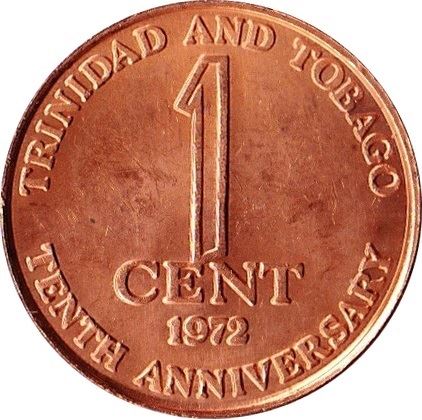 Trinidad and Tobago 1 Cent Coin | Queen Elizabeth II | Independence | KM9 | 1972