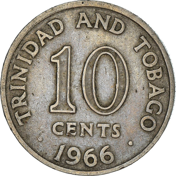 Trinidad and Tobago 10 Cents Coin | Queen Elizabeth II | KM3 | 1966 - 1972
