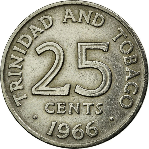 Trinidad and Tobago 25 Cents Coin | Queen Elizabeth II | KM4 | 1966 - 1972