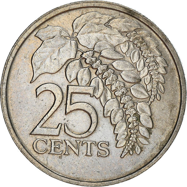Trinidad and Tobago 25 Cents Coin | Warszewiczia Coccinea | KM32 | 1976 - 2017