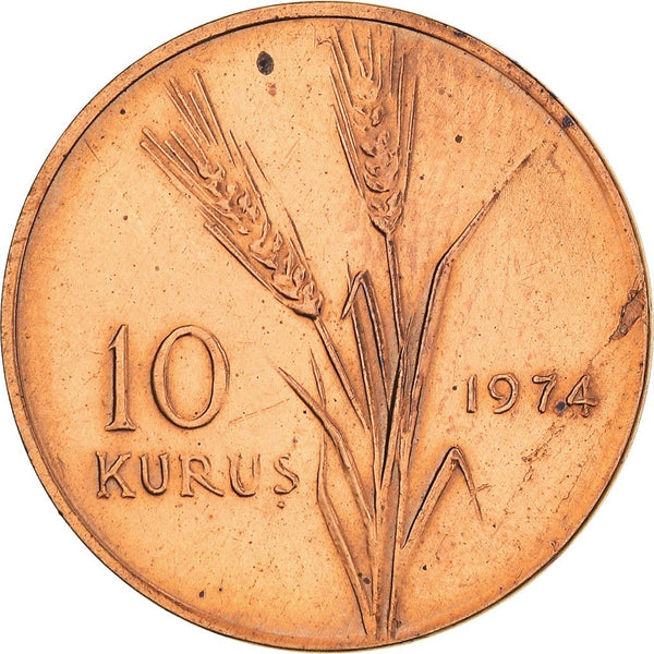 Turkey | 10 Kurus Coin | KM891.3 | 1974