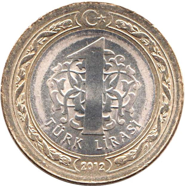 Turkey Coin Turkish 1 Lira | President Mustafa Kemal Ataturk | Moon Star | KM1244 | 2009 - 2021